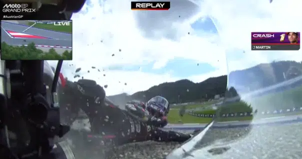 J.Martin à terre sur la Tissot Sprint Moto GP Autriche 2025