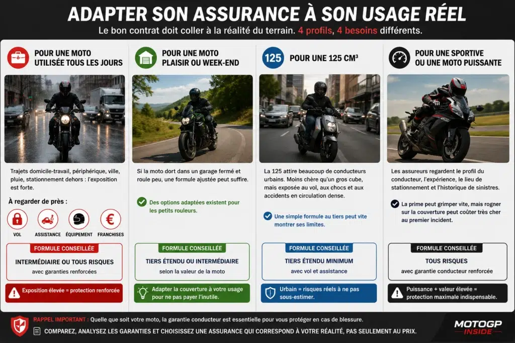 Adapter son assurance moto en fonction de son usage